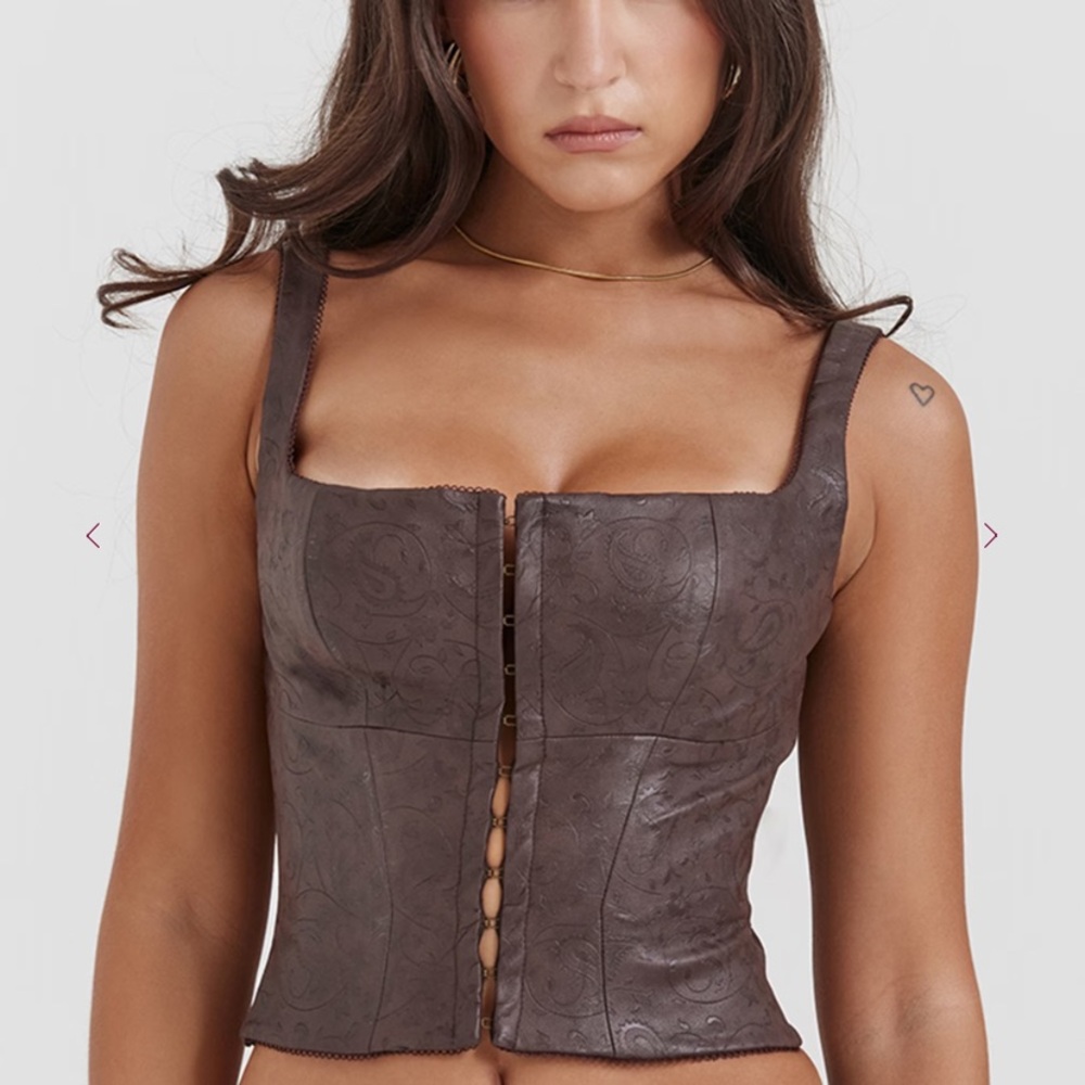 House of CB Dark Brown Patterned Tank Top
